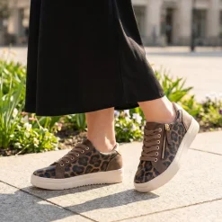 Zip Up Chunky Platform Trainers - Brown Leopard