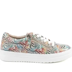 Zip Up Chunky Platform Trainers - Floral