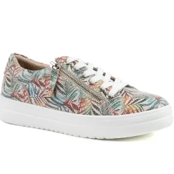 Zip Up Chunky Platform Trainers - Floral