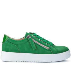 Zip Up Chunky Platform Trainers - Green