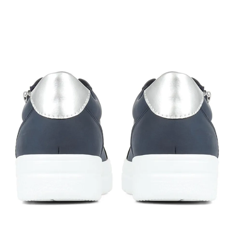 Zip Up Chunky Platform Trainers - Navy