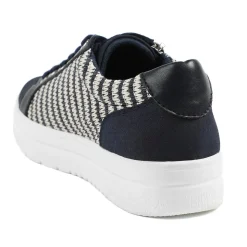 Zip Up Chunky Platform Trainers - Navy-White