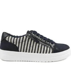 Zip Up Chunky Platform Trainers - Navy-White