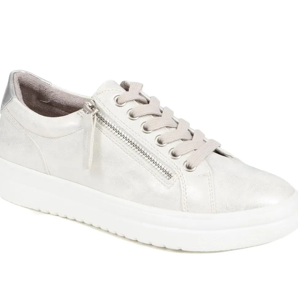 Zip Up Chunky Platform Trainers - Silver Shimmer