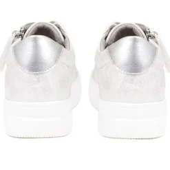 Zip Up Chunky Platform Trainers - Silver Shimmer