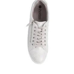 Zip Up Chunky Platform Trainers - Silver Shimmer