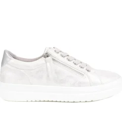 Zip Up Chunky Platform Trainers - Silver Shimmer