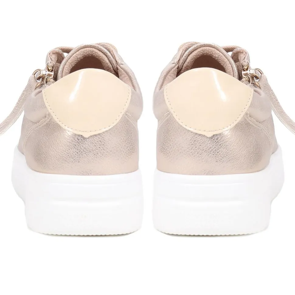 Zip Up Chunky Platform Trainers - Soft Gold