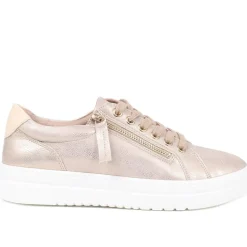 Zip Up Chunky Platform Trainers - Soft Gold