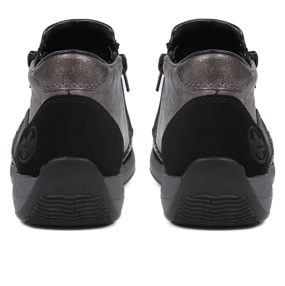Zip Up Detail Ankle Boots - Grey