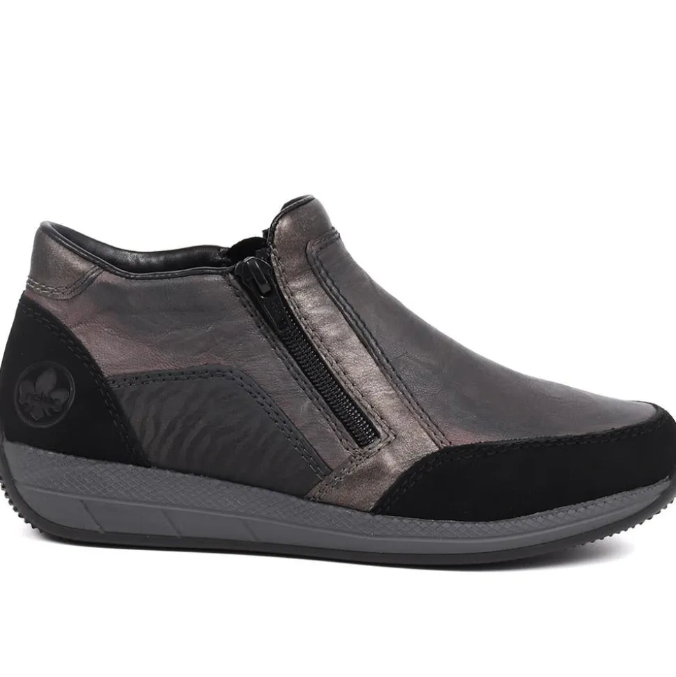 Zip Up Detail Ankle Boots - Grey