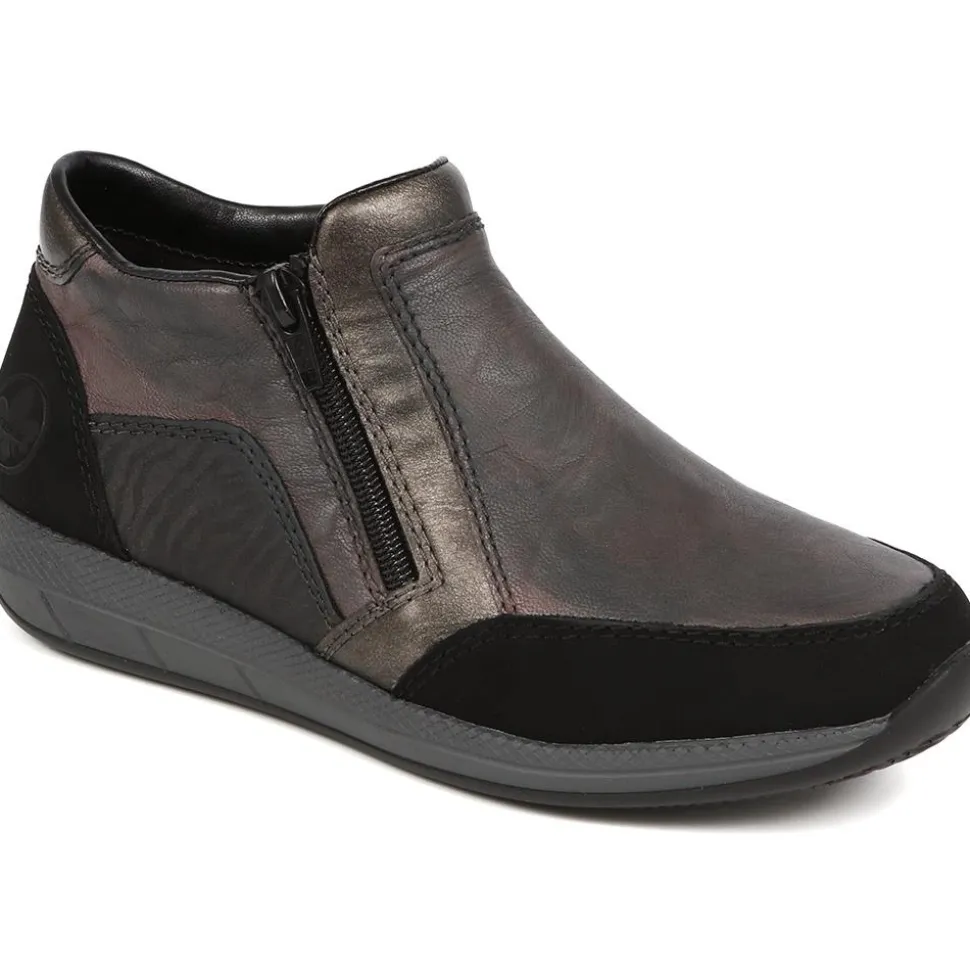 Zip Up Detail Ankle Boots - Grey