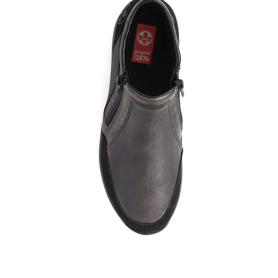 Zip Up Detail Ankle Boots - Grey