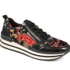 Zip-Up Laced Trainers - Black Floral