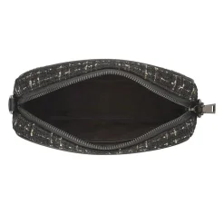 Zip Up Shoulder Bag - Black Tweed