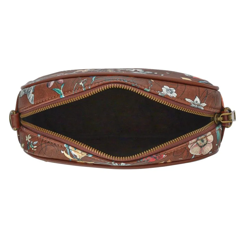 Zip Up Shoulder Bag - Burgundy Floral