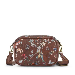 Zip Up Shoulder Bag - Burgundy Floral