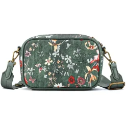 Zip Up Shoulder Bag - Green Floral