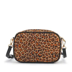 Zip Up Shoulder Bag - Leopard