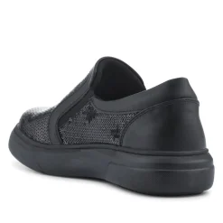 Zip-Up Slip-On Shoes - Black Sparkle