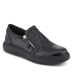 Zip-Up Slip-On Shoes - Black Sparkle