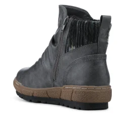 Zip Up Slouch Boots With Colourful Ankle Cuff - Grey